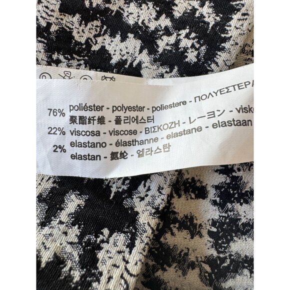 Zara Black & White Medium Textured Houndstooth Dress Bell Sleeve - Picture 14 of 16